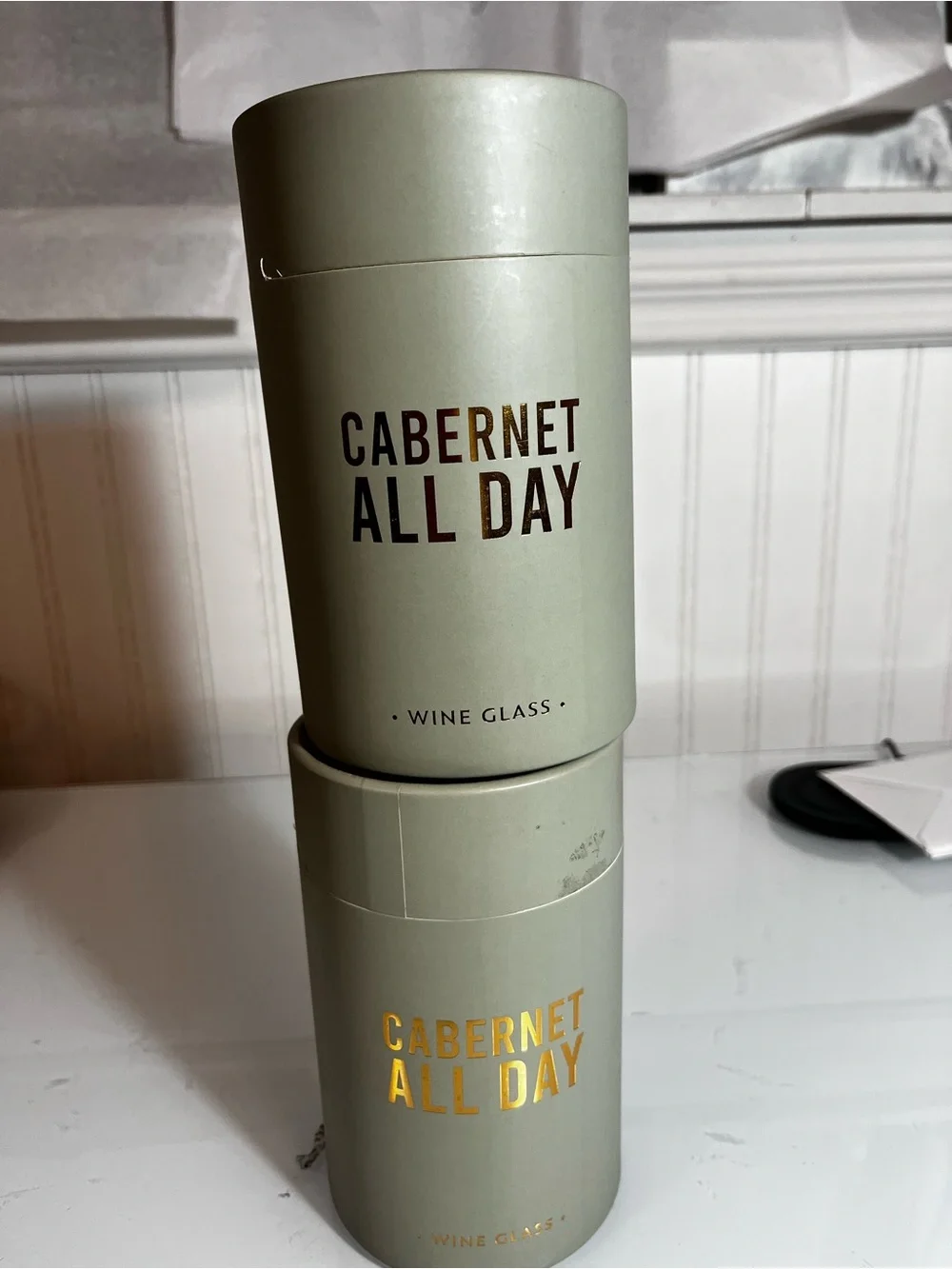 Set of 2 NWT Cabernet All Day Olive Green Stemless Wine Glass - Cabernet All Day